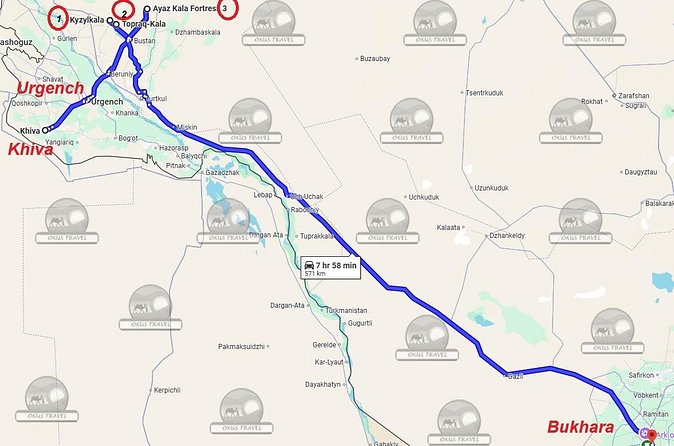 Transfer from Khiva to Bukhara by Fortresses - Kyzyl Kala and the final fortress stop
